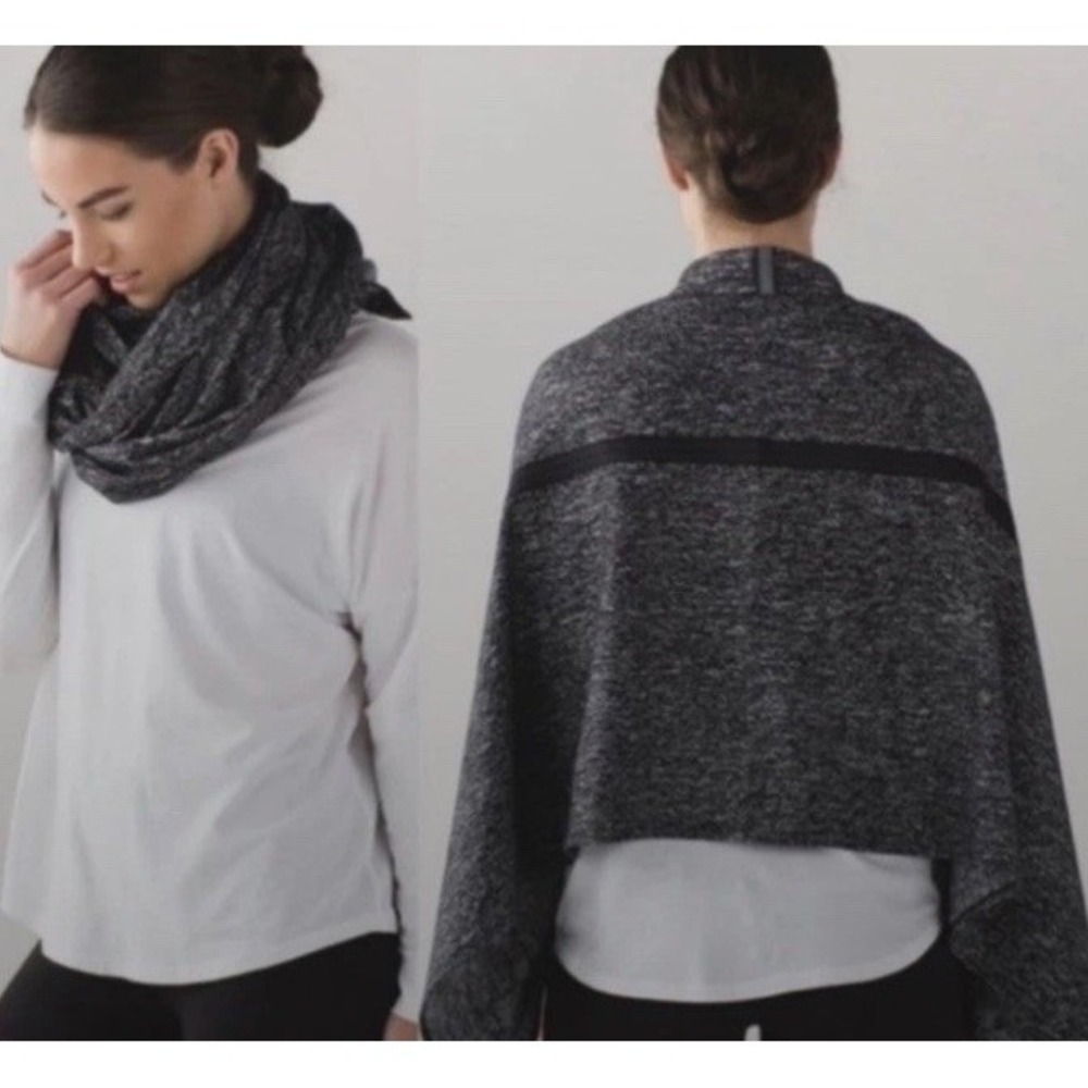 Lululemon Vinyasa Scarf Herringbone Gray Black New Travel Gorpcore